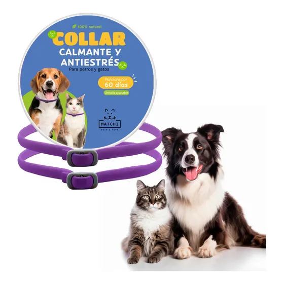 2pack Collar Calmante Antiestrés Para Perro, Alivio Ansiedad Color Morado Tamaño Del Collar M