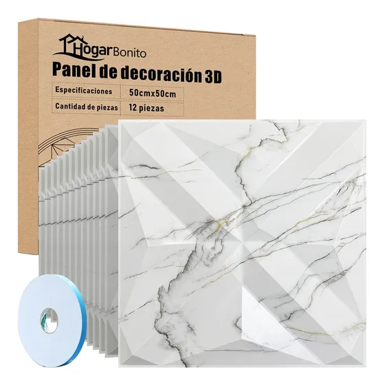 Panel De Decoración 3d Imitando El Mármol, 50x50 Cm, 12 Pcs
