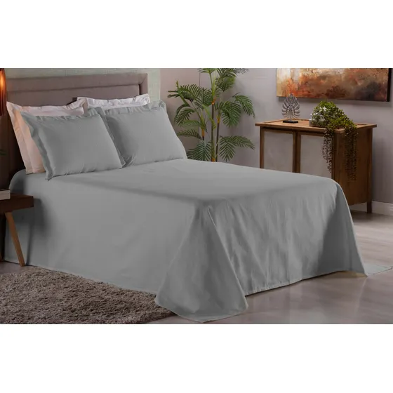 Kit Cobre Leito/colcha 3 Peças Cama Queen Em Piquet Liso