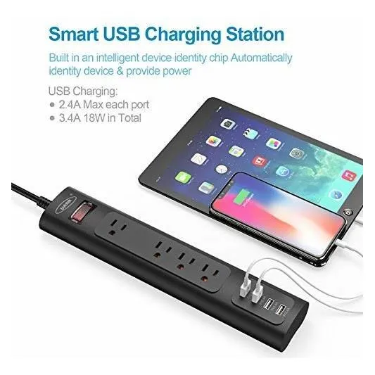 Bototek Power Strip Surge Protector 4 Ca Puerto Usb