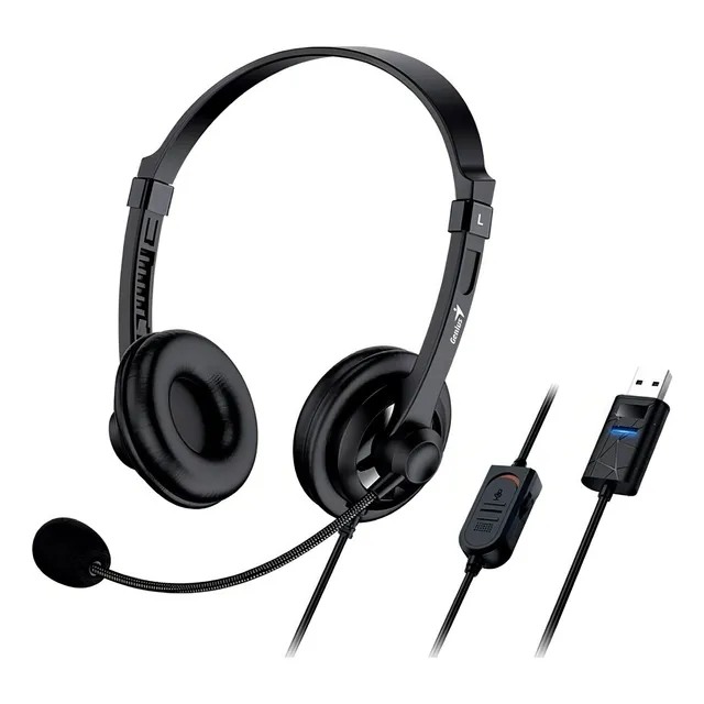 Auriculares Genius Hs-230u Stereo Usb-A con Control de Volumen Color Negro