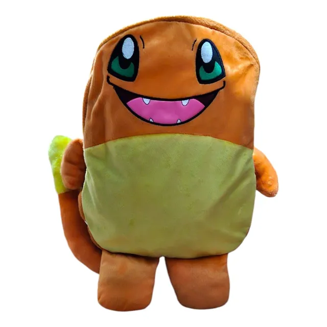 Mochila Escolar Charmander Peluche Capacidad 18 Libros Naranja Resistente Poli600
