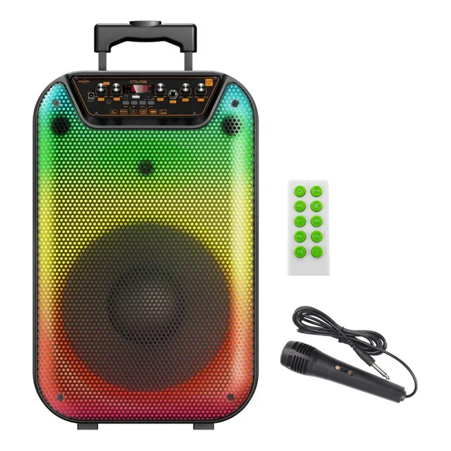 Parlante Grande 12 Con Microfono Y Luces Bluetooth Usb Sd Fm