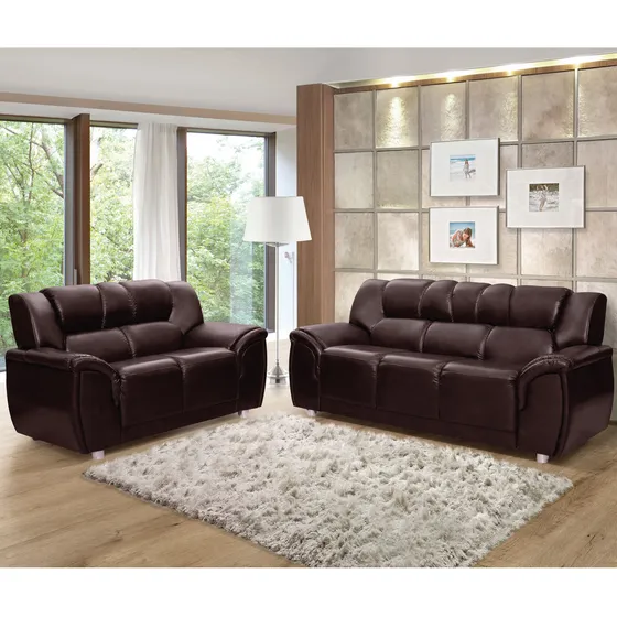 Juego De Living Sillon 3+2 Cuerpos Sofa Pu Negro Cordoba