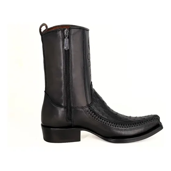 Bota Caballero Cuadra  Avestruz Negro 1j2ka1