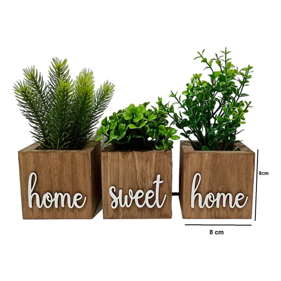 Vasinho Decorativo Com Planta Artificial Frases Decoração Cor Branco