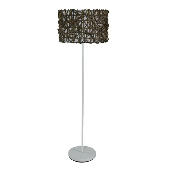 Lampara De Pie Linea Natural- Ratan Con Pantalla Rustica