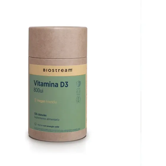 Vitamina D 800ui Suplemento Vegano 120 Capsulas Prevencion Osteoporosis Biostream