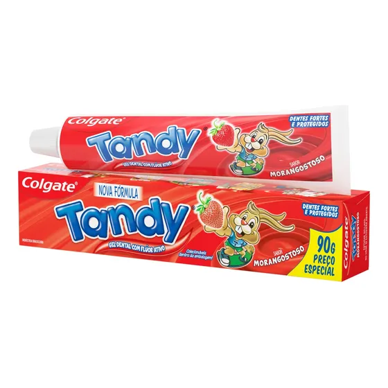 Pasta de dentes infantil Colgate Tandy Morangostoso em gel sem glúten 90 g