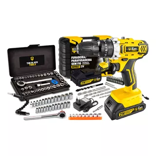 Furadeira Parafusadeira De Impacto 2 Baterias 21v 3/8 Tb-21pkx Com Jogo De Soquetes 40 Peças The Black Tools Furadeira Parafusadeira De Impacto 2 Baterias 21v 3/8 Tb-21pkx Com Jogo De Soquetes 40 Peças The Black Tools