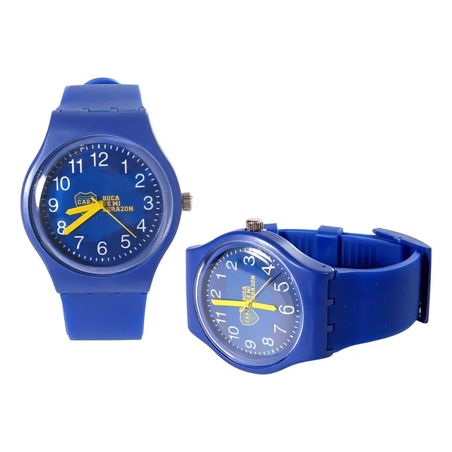 Reloj Pulsera Boca Juniors Unisex Malla Caucho Original Color de la malla Azul Color del bisel Azul Color del fondo Azul