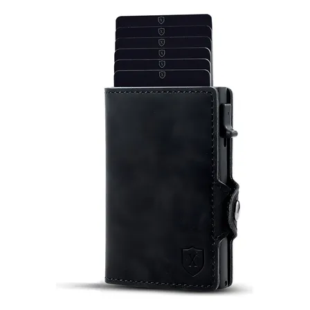 Xclusive Billetera Y Tarjetero Color Negro Cuero Sintético