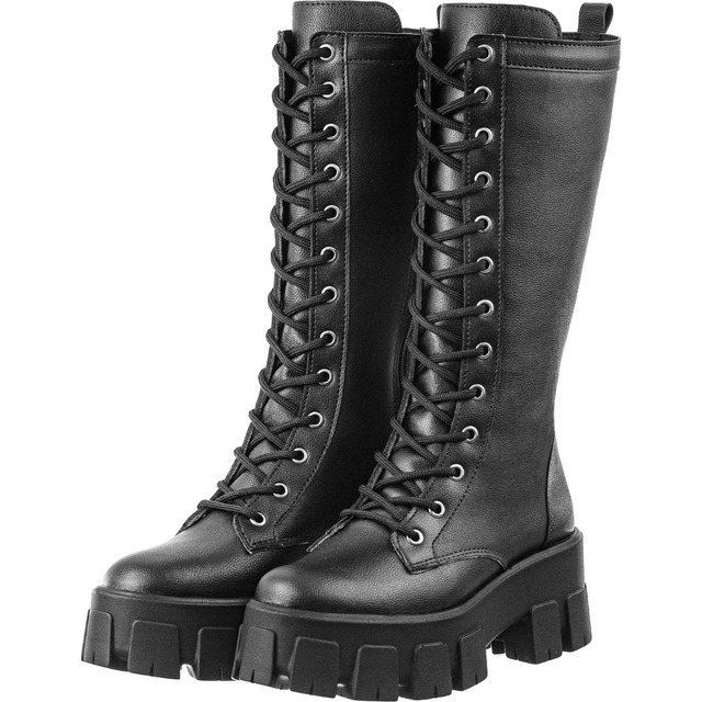 Bota Feminina Coturno Cano Longo Ajustável Com Zíper Moda Bota Feminina Coturno Cano Longo Ajustável Com Zíper Moda