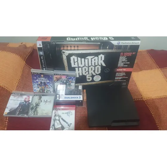 Ps3 + 15 Jogos + Guitarra Gh5 (desbloqueio Disponível)