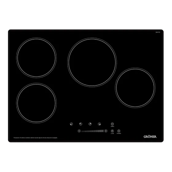 Encimera Vitrocerámica Gröner Touch Black 4q Color Negro