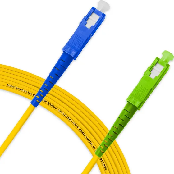 Cordão 10m Sc/upc-sc/apc Simplex Monomodo Os2 Miljet Anatel