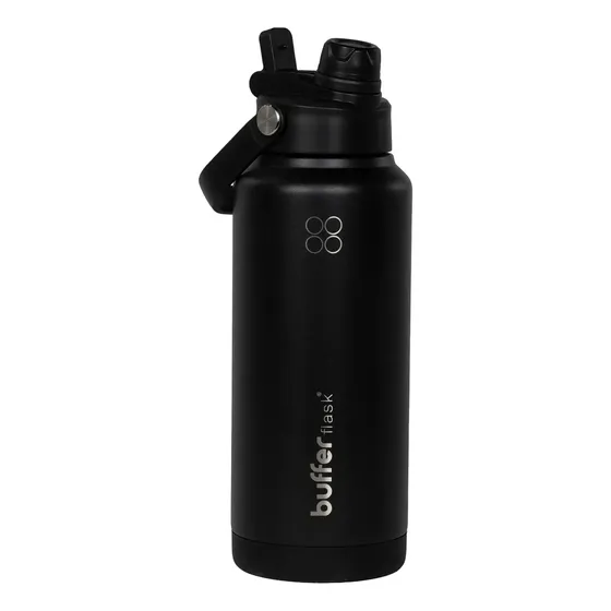 Termo Botella Agua Termica Acero Inoxidable Buffer Flask 1lt Tapa 2 En 1 - Black