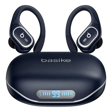 Basike Fone De Ouvido Bluetooth 6.0 Esportivo Sem Fio Gancho Intra-auricular,estéreo,Com display Led, Tws, Ipx5, Enc, Suporta Chamadas De Voz, Compatível Android E Ios, Cor Azul