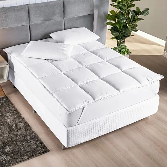 Pillow Top Queen Protetor Colchão Macio Confortável Cama Box