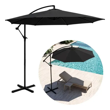Ombrelone Lateral Preto 3 Metros MaxHouse Reclinável Com Proteção UV