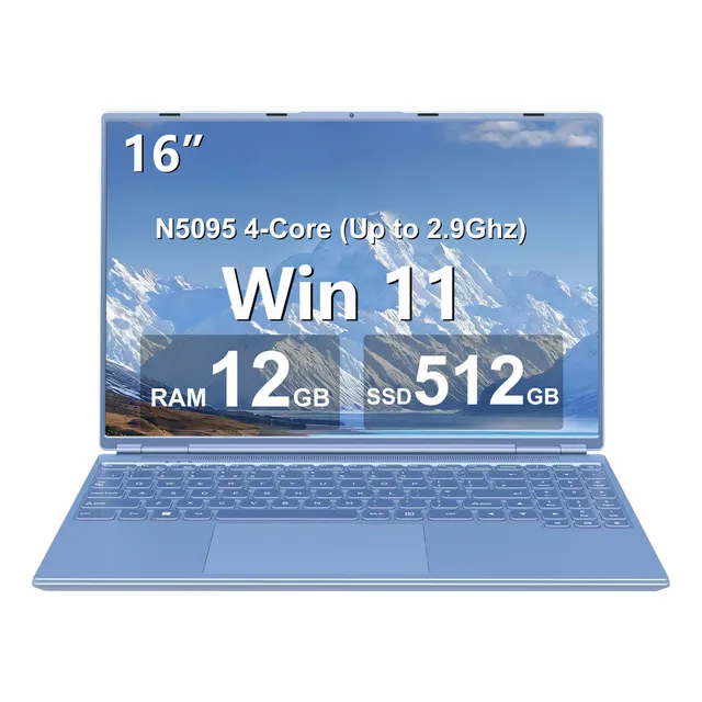 Notebook Ultrabook Aocwei A6 16" Blue 12GB de Ram 512GB Admite Expansión Ssd De 1 Tb Intel Celeron N5095 1920 px x 1200 px Con Mouse Inalámbrico