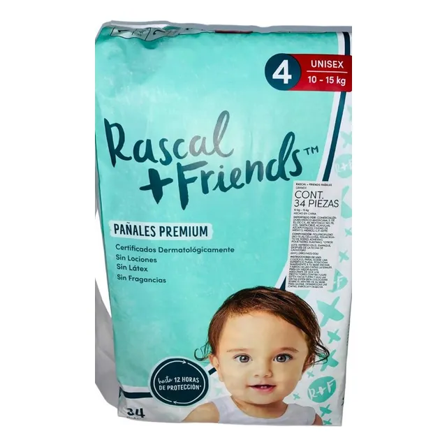 Pañales Rascal + Friends Premium Talla 4, 34 Unidades