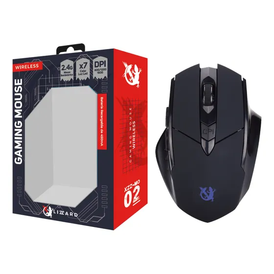 Mouse Inalámbrico Gamer Recargable 1600 Dpi Rgb Lizzard 