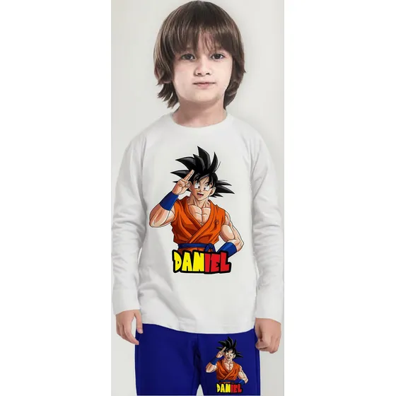 Pijama Largo Goku Dragon Ball Z Algodón Niños Personalizado