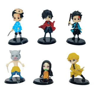 Muñecos Demon Slayer Kimetsu No Yaiba Set X6 Figura Con Base Muñecos Demon Slayer Kimetsu No Yaiba Set X6 Figura Con Base