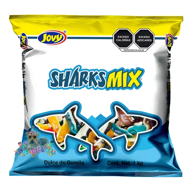 Jovy Dulce Gomita Sharks Mix Blue Tiburón Gummy Bolsa 1 Kilo