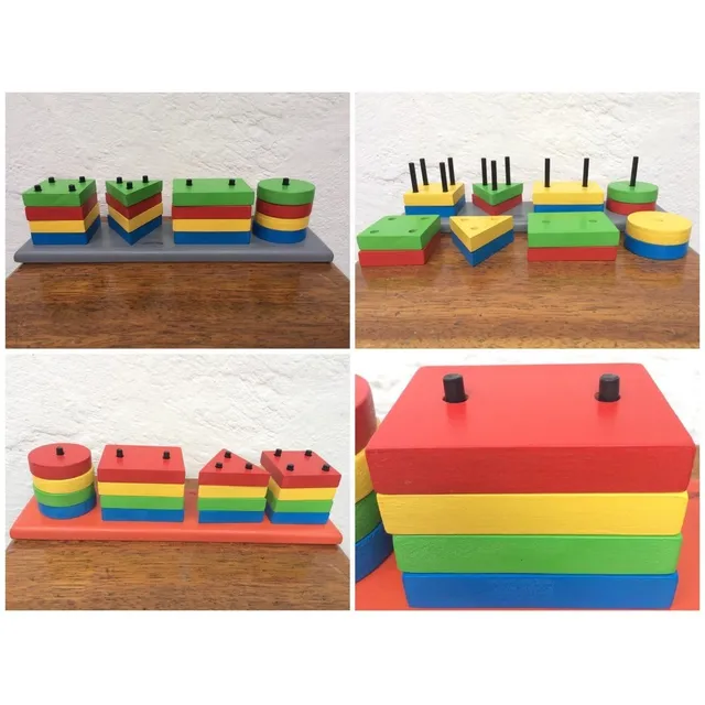 Juego Didactico De Armar Con Figuras Geometricas En Mdf.