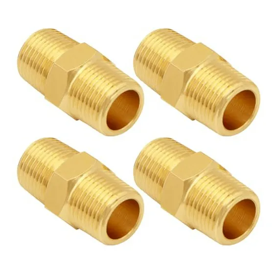 4 Pzs Adaptador Niple Hexagonal 1-4  Npt Acero Para Agua-gas