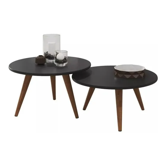 Juego 2 Mesa Ratona D Centro C/ Patas Living Comedor Rustika