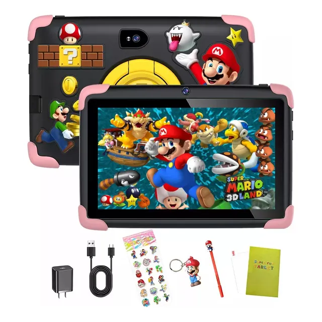 Kids One E23 Tableta Mario Bros Infantil 4/64gb Con Wifi Color Negro
