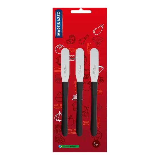 Cuchillo Espátula Para Untar X3 En Blister Negro, Elegance