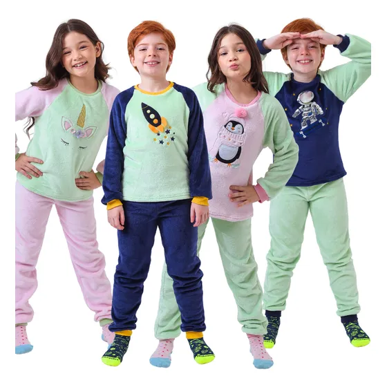 1 Pijama Infantil Frio Menino(a) Soft Fleece Plush Premium
