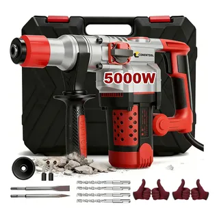 Rotomartillo Perforator Cincelator Demoledor Sds Industrial 5000w Con Accesorios Rojo
