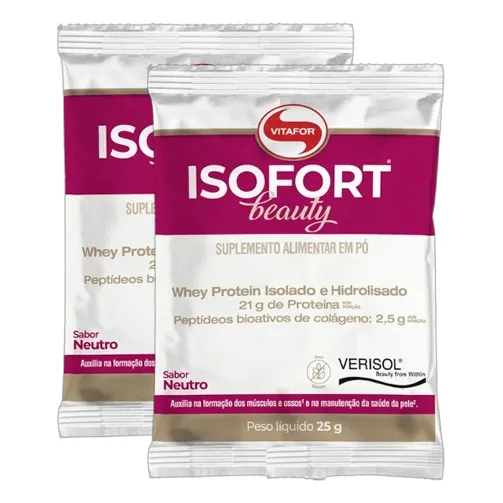 Kit 2x: Isofort Beauty Whey Protein Neutro Vitafor 25g