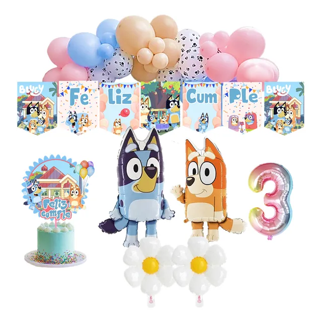 Combo Globos Bluey Y Bingo Feliz Cumple Decoración Nena