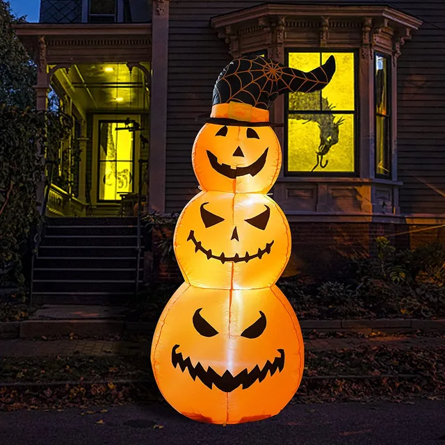 Inflables De Halloween De 5 Piescalabazas Apiladas Luces Led