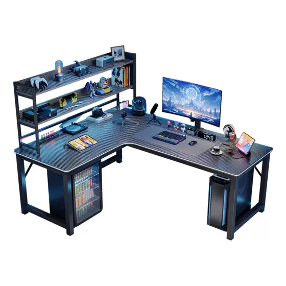 Mesa De Juego De Fibra De Carbono En Forma De L 140*100*75cm Color Negro