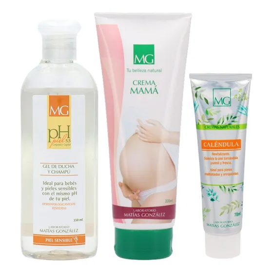 Set Embarazo Matías González Anti Estrías Shampoo Bebé Pezón