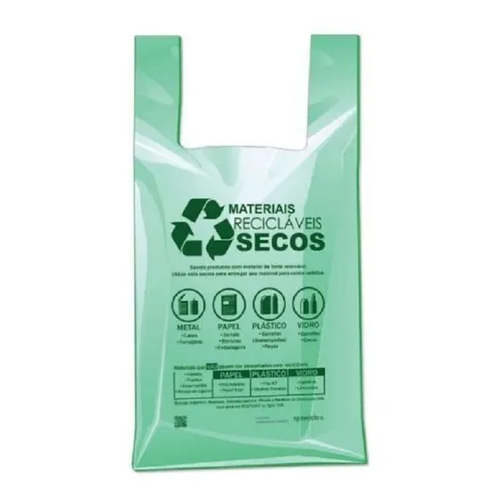 Sacolas Plástica Biodegradáveis 38x50 Verde C/ 500 Un Extrusa