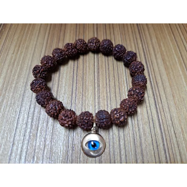 Pulsera Ojo Turco Oro 18k Rudraksha Mediana Original Suerte