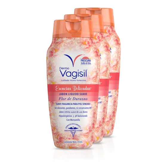 Kit 3 unidades Jabón Liquido Íntimo Vagisil fragancia Flor de Durazno esencias delicadas pH Balanceado 354ml c/u