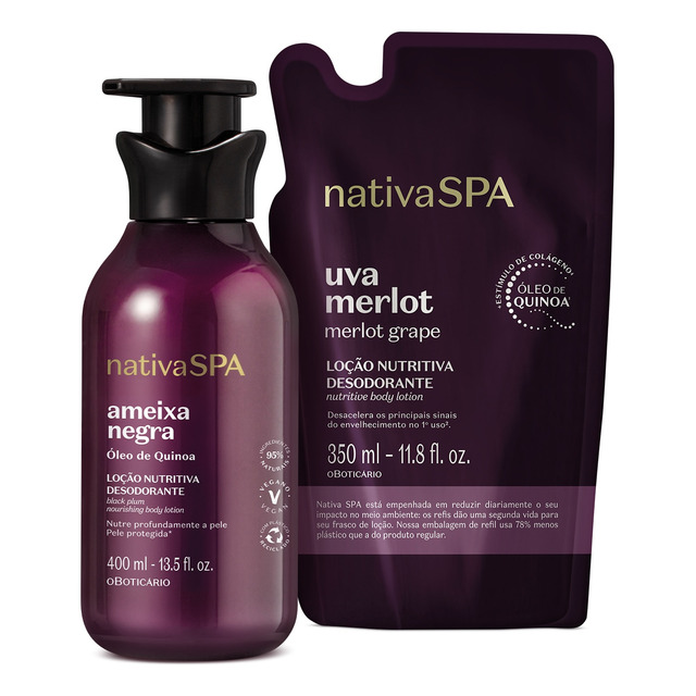 Combo Nativa Spa: Loção Corporal Ameixa Negra 400ml + Refil Combo Nativa Spa: Loção Corporal Ameixa Negra 400ml + Refil