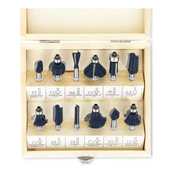 Set Juego Kit 12 Fresa Fresadora Router Tupi 1/4 Bremen 7619
