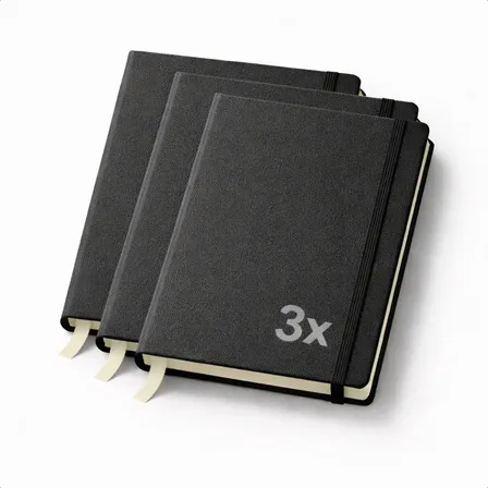 Caderno Tipo Moleskine A5 Executiva Sem Pauta 2025 Caderneta Kit 3