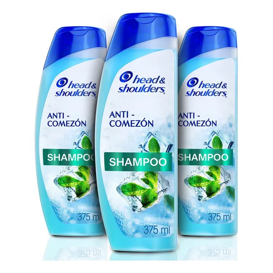 Kit 3 Shampo Para Caspa Head & Shoulders Anti-comezón Fragancia Menta 1125ml