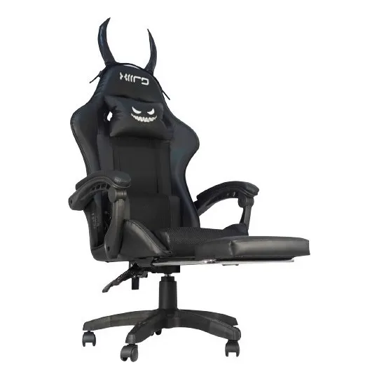 Silla Gamer Reclinable Diseño Ergonómica Orejas Masajeador Color Negro